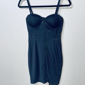 Iris Black Sheer Corset Mini Dress Y2K Bodycon Party‎ Glam Goth Size S